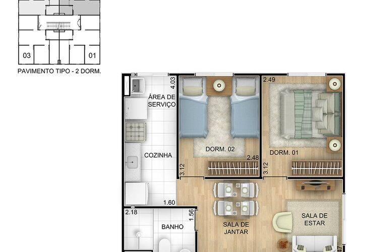 Apartamento à venda com 2 quartos, 45m² - Foto 21