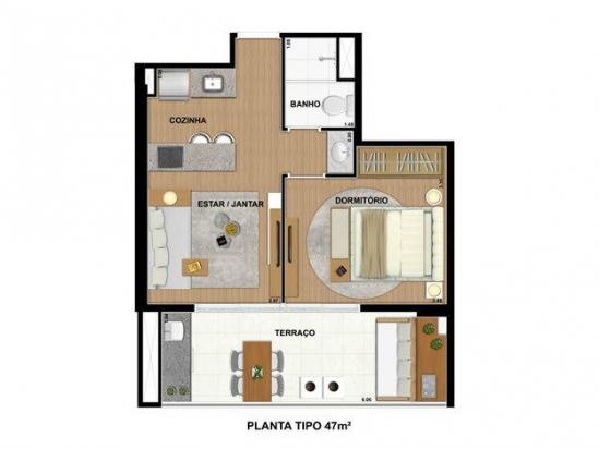 Apartamento à venda com 1 quarto, 47m² - Foto 9