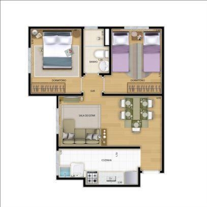 Apartamento à venda com 2 quartos, 44m² - Foto 2